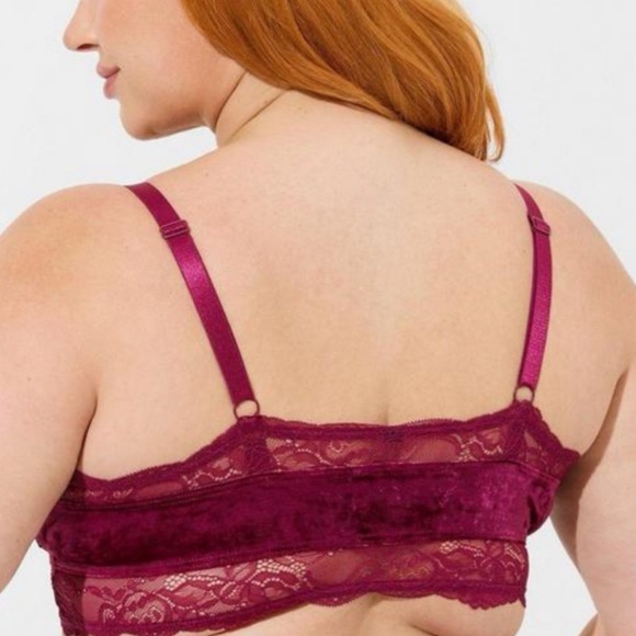 ๐ Crushed Velour Lace Triangle Bralette 1 1X 14 16 NWT Torrid New! - Picture 2 of 5